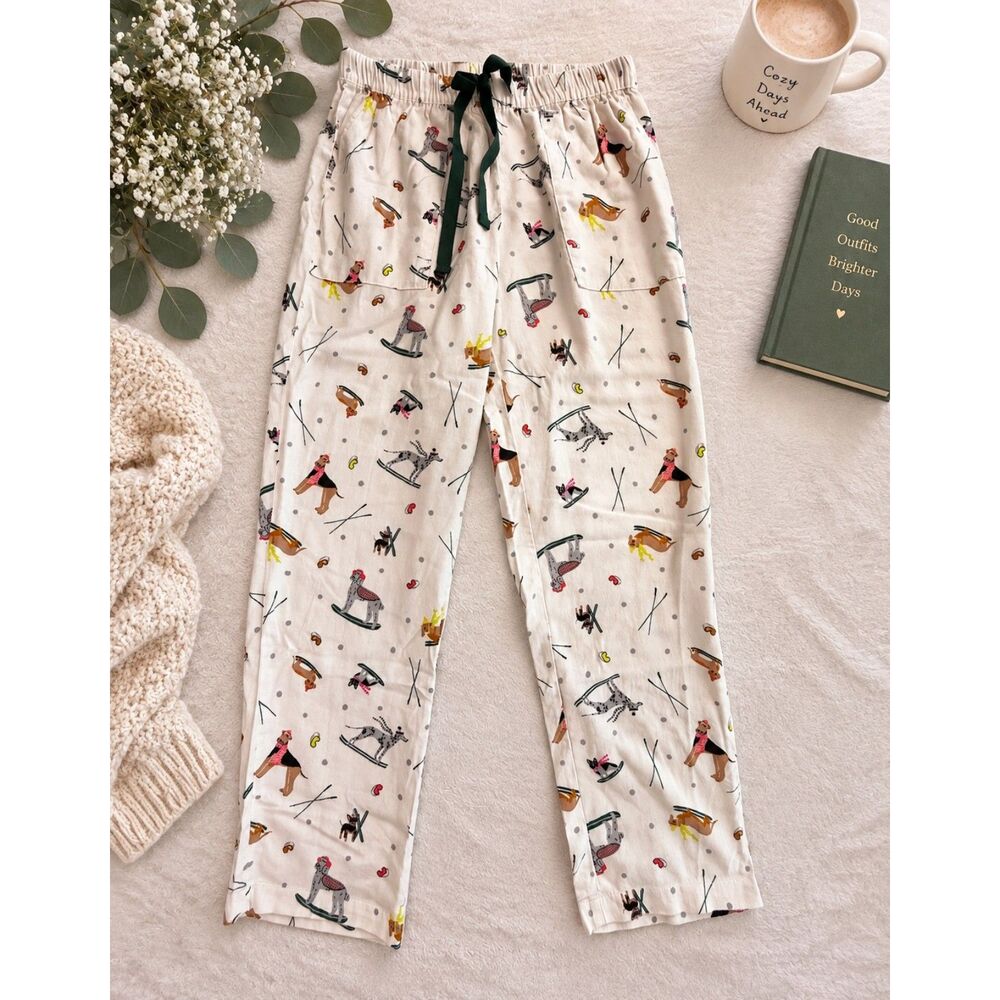 Joyspun Skiing Dogs Pajama Pants Winter Print XS 0-2